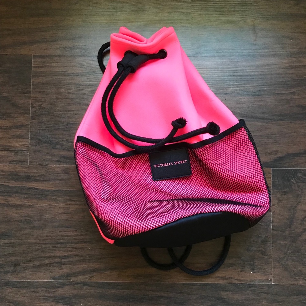Victoria’s Secret Drawstring Beach Bag orange waterproof backpack